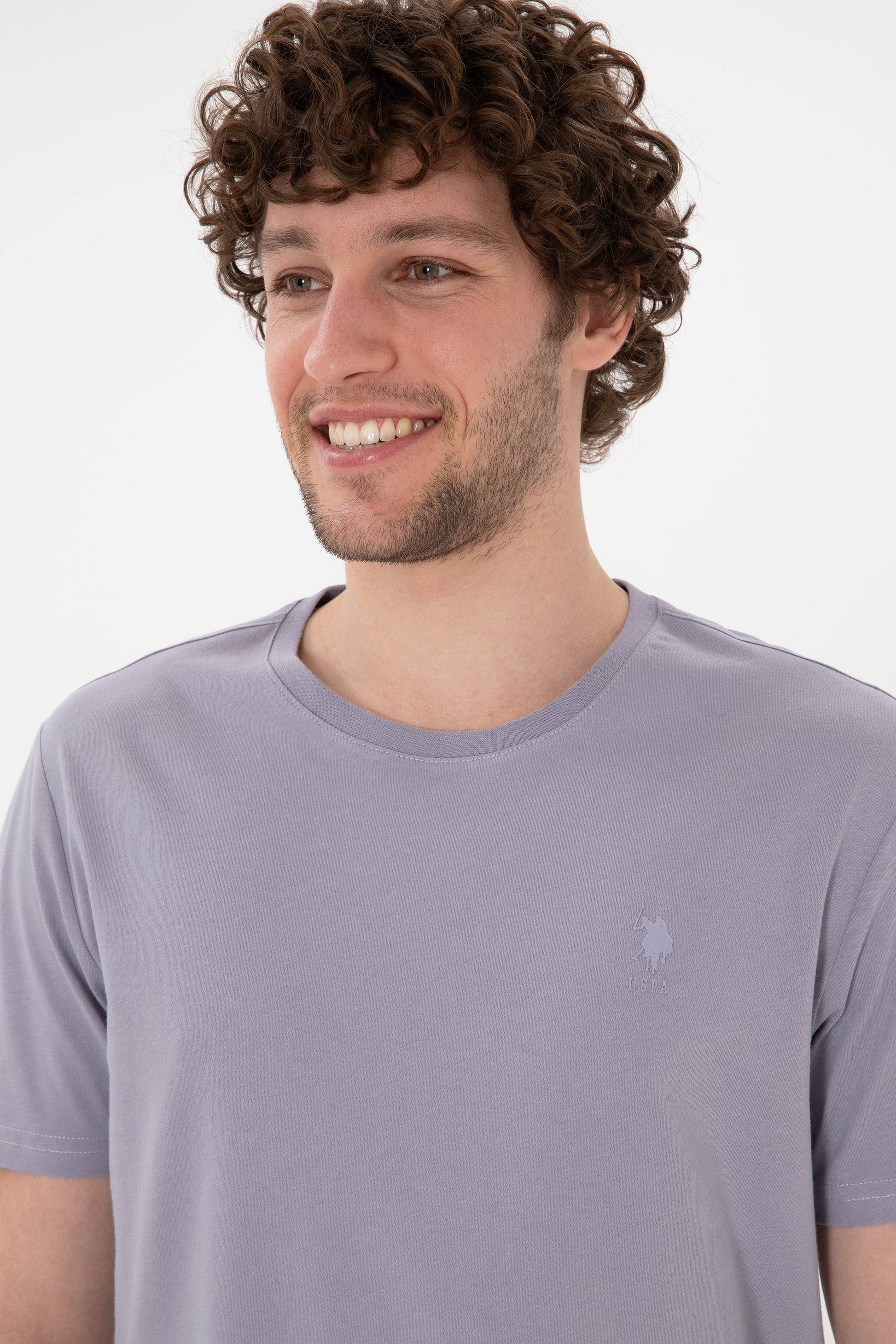 Men's Regular Fit Crew Neck Grey Basic T-Shirt
