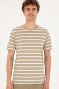 Men's Regular Fit Crew Neck Light Khaki T-Shirt