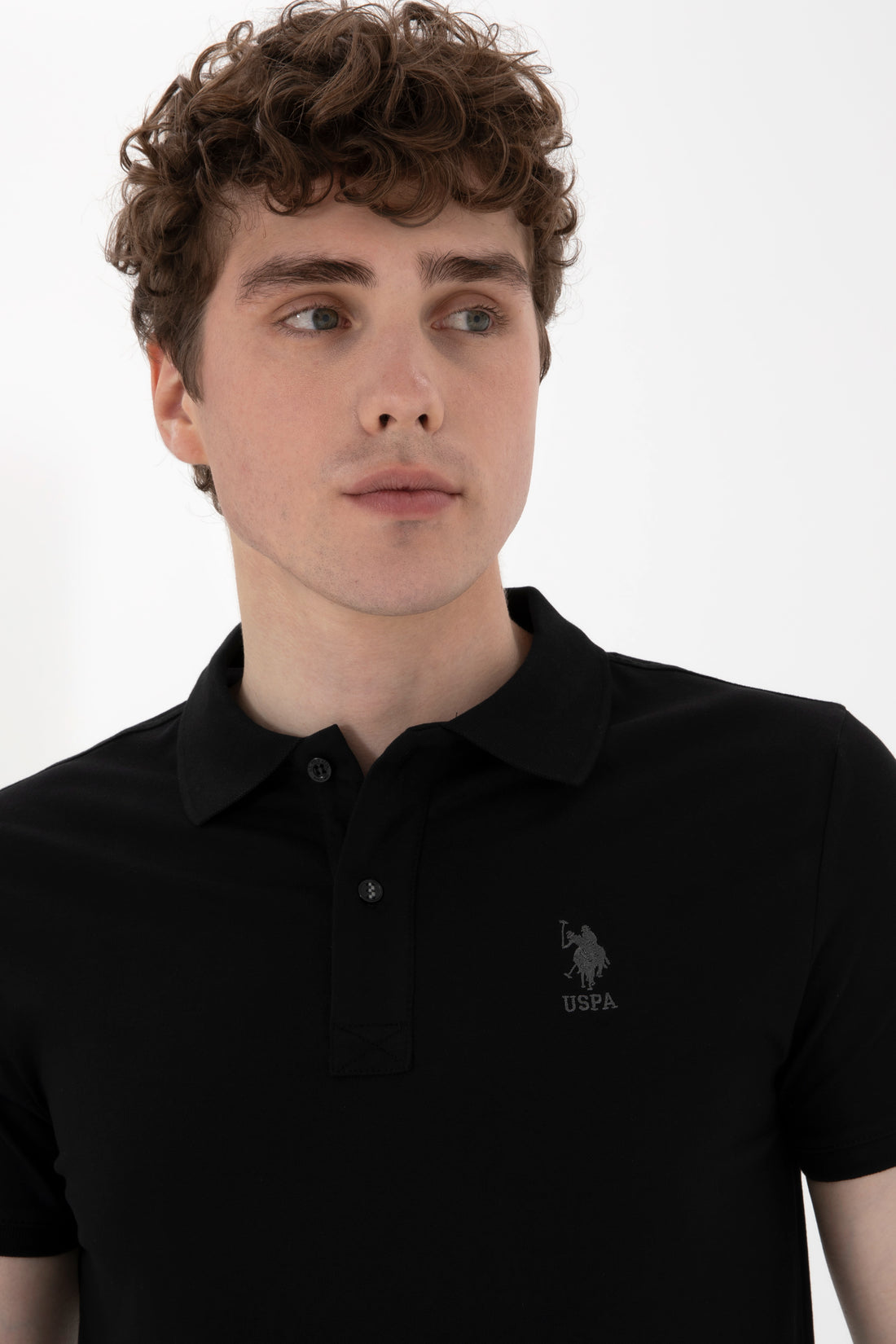 Men's Slim Fit Polo Neck Black Basic T-Shirt