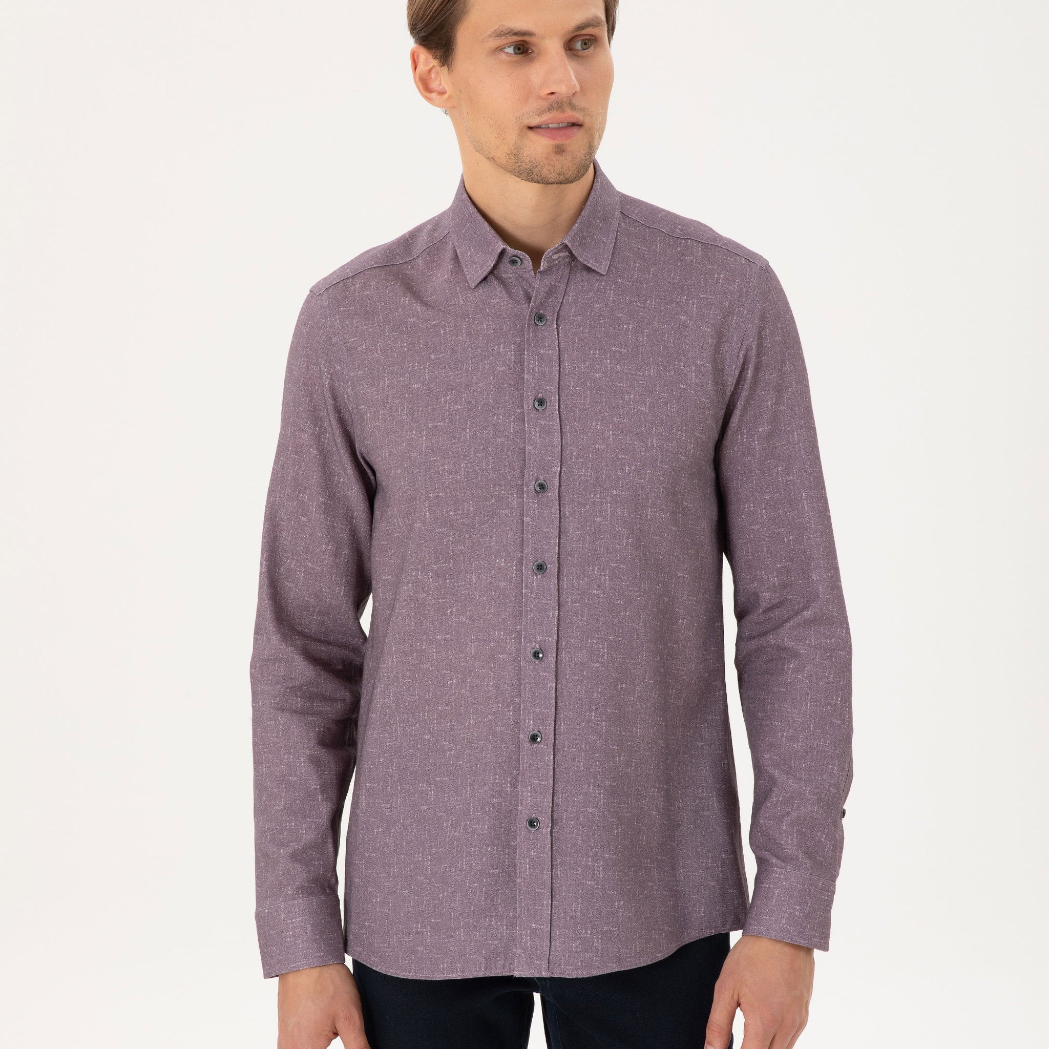 Purple Slim Fit Long Sleeve Shirt