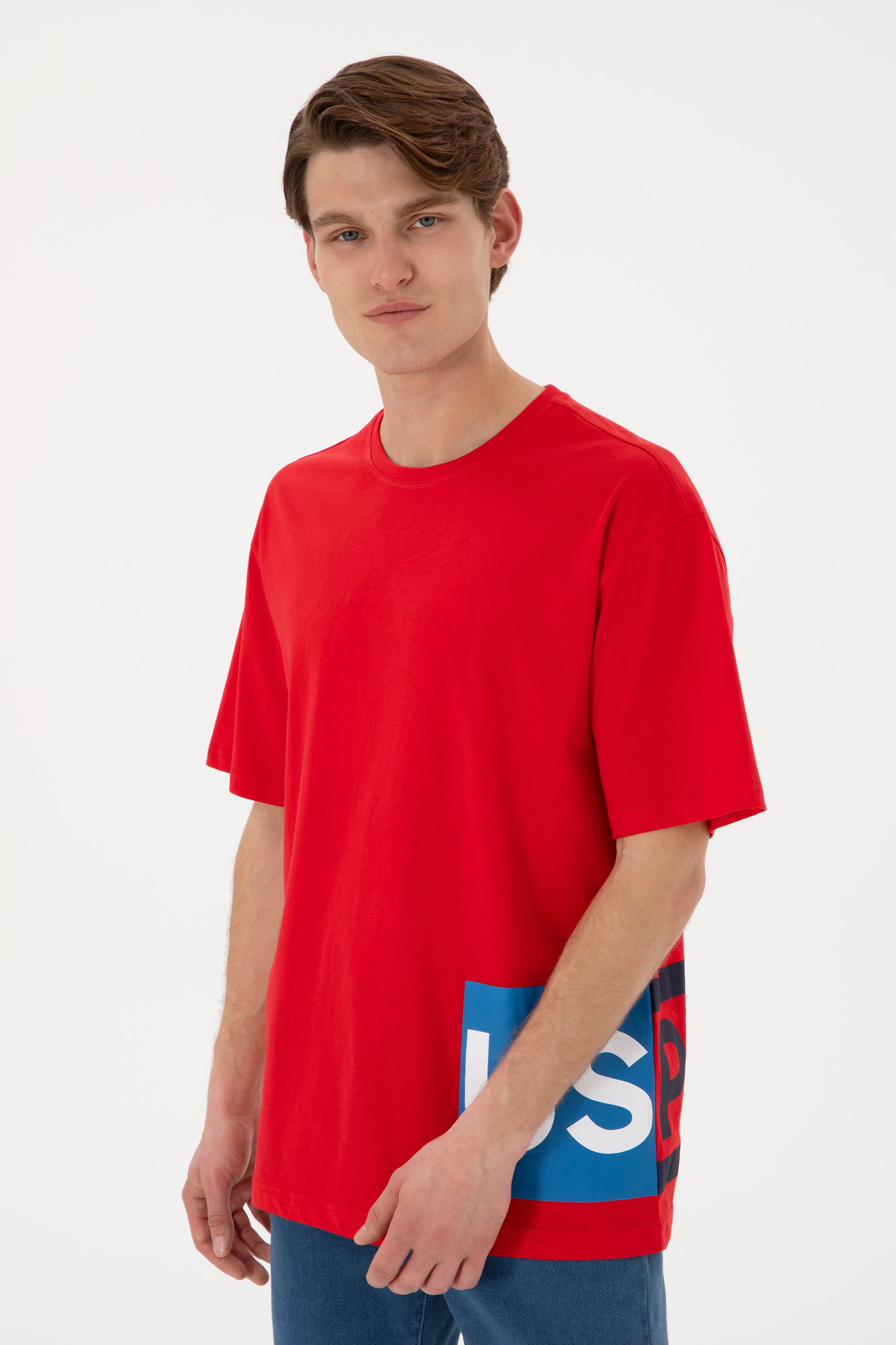 Men's Comfort Fit Crew Neck Red T-Shirt