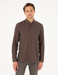 Brown Slim Fit Long Sleeve Shirt
