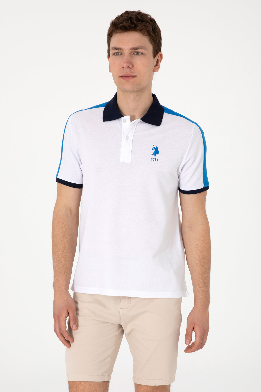 Men's Regular Fit Polo Neck White T-Shirt