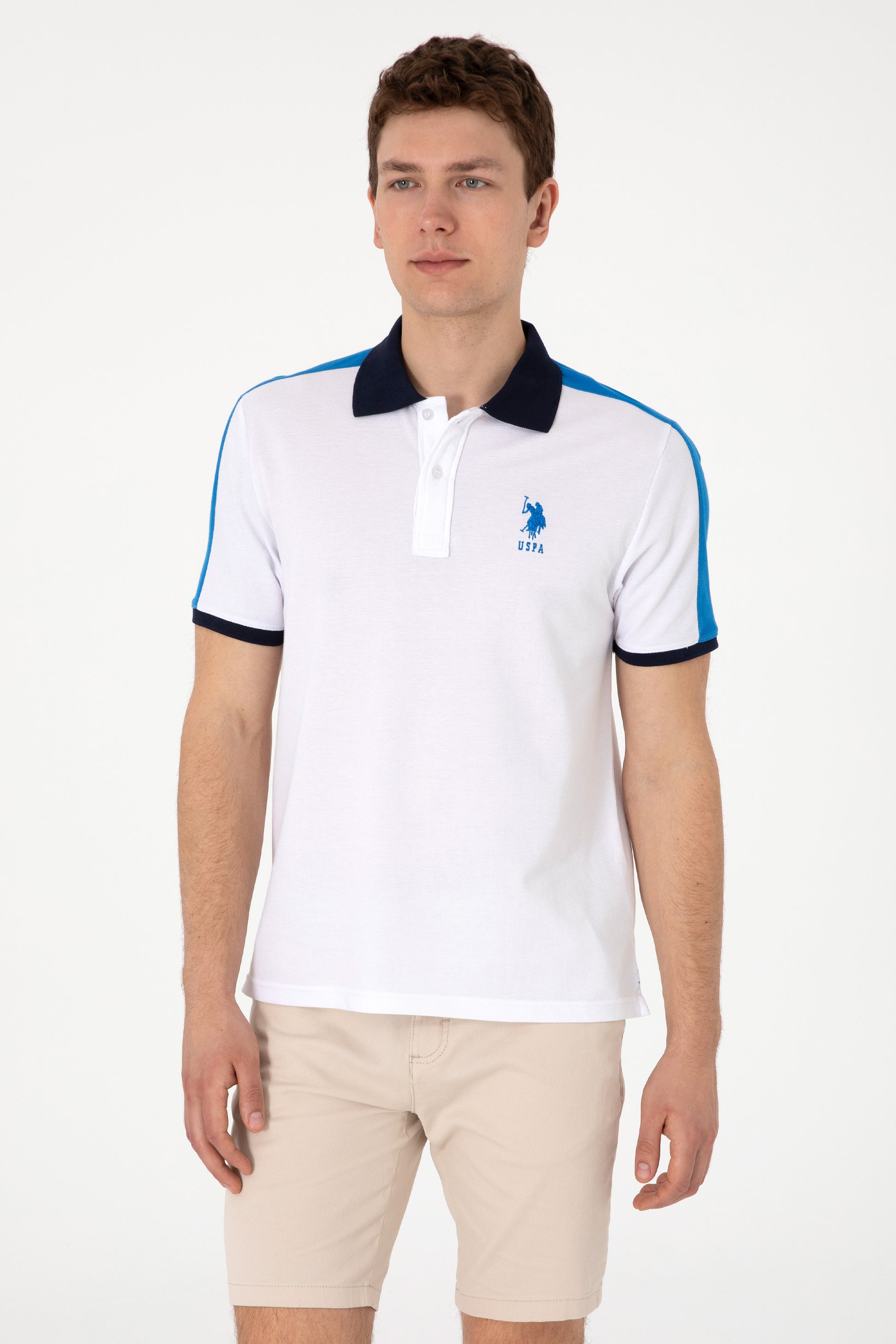 Men's Regular Fit Polo Neck White T-Shirt