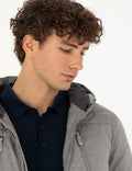 Grey Hooded Padded Sport Coat