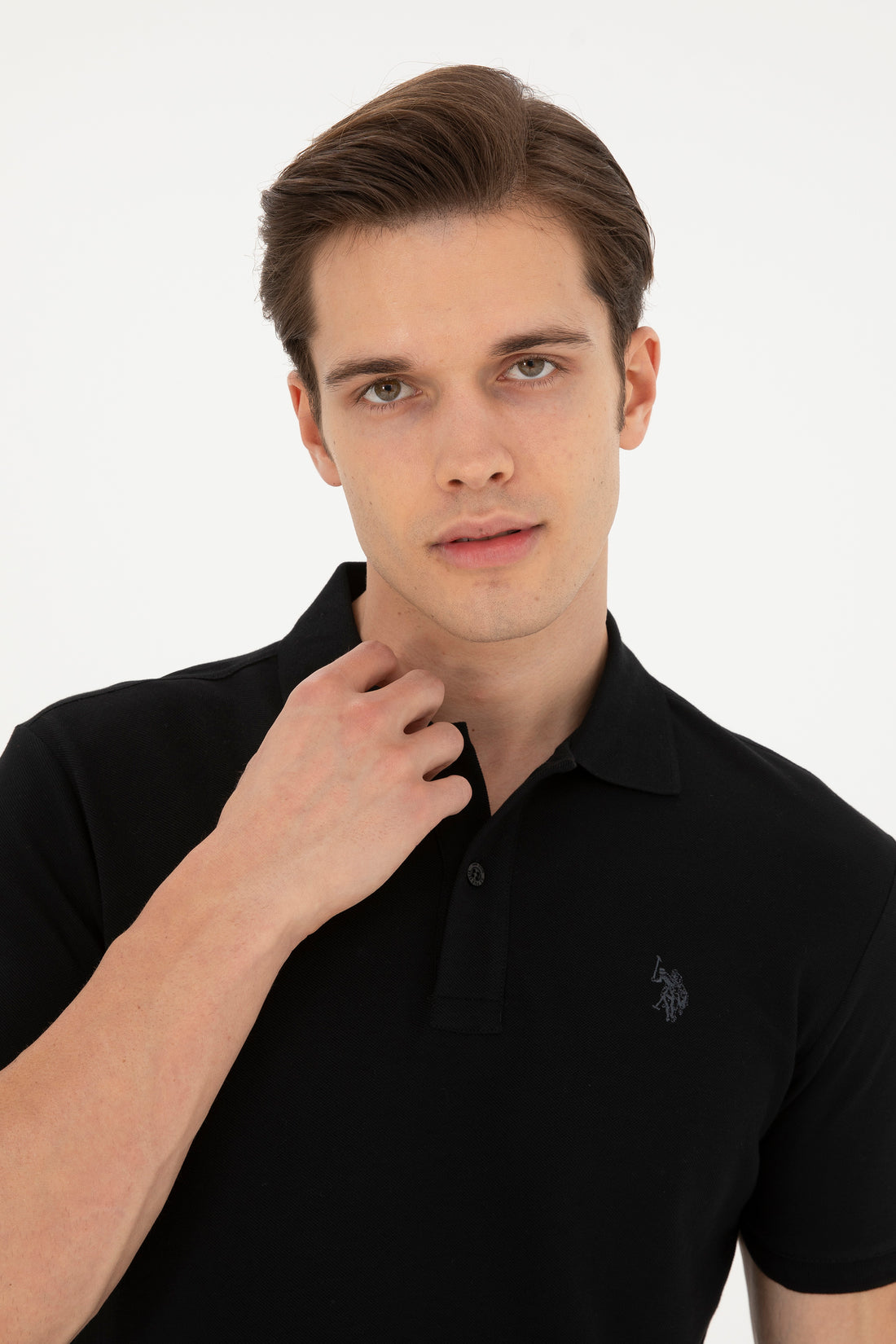 Men's Slim Fit Polo Neck Black Basic T-Shirt