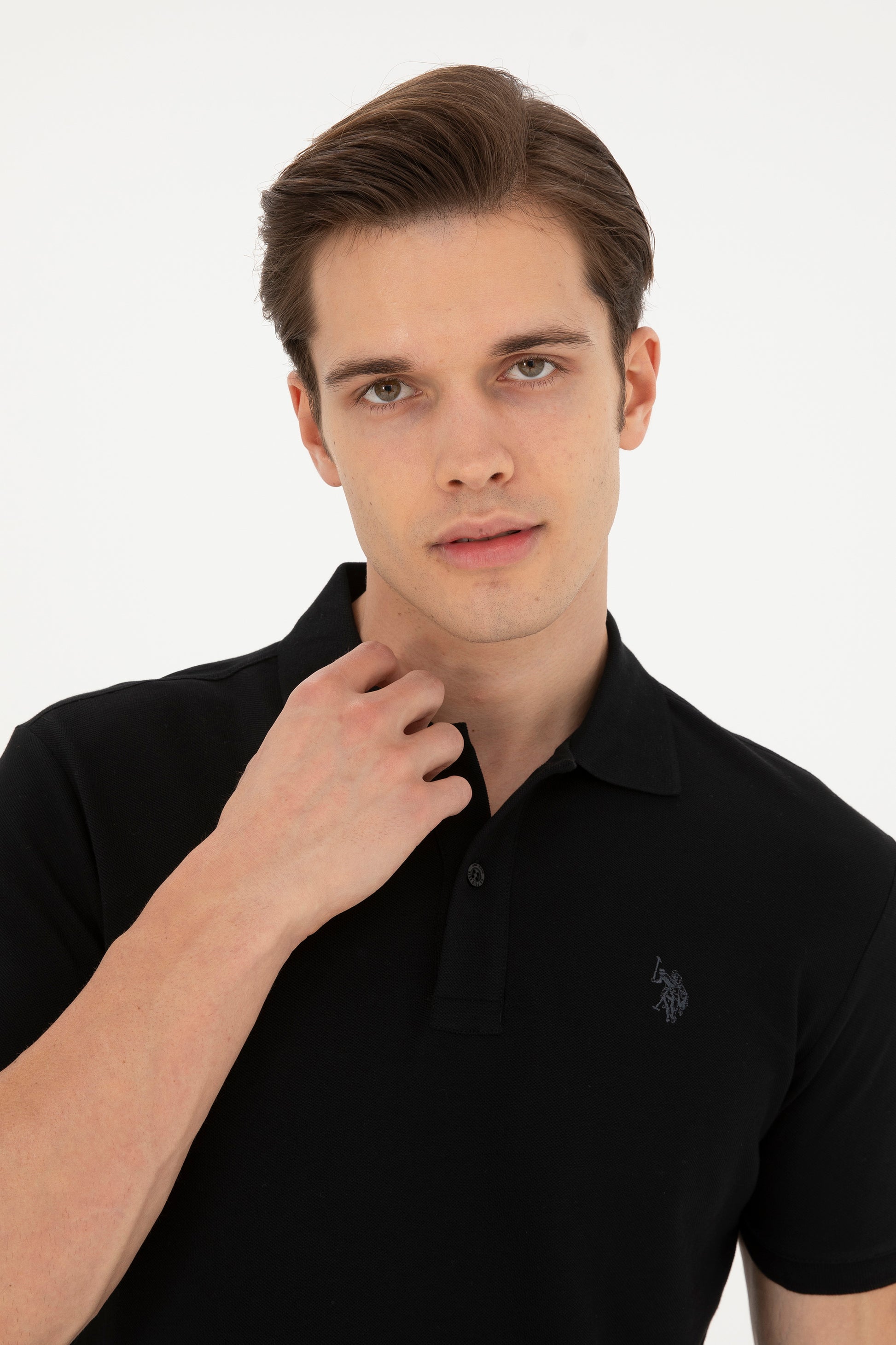 Men's Slim Fit Polo Neck Black Basic T-Shirt