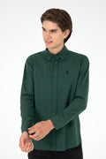 Men's Dark Green Long Sleeve Basic Shirt