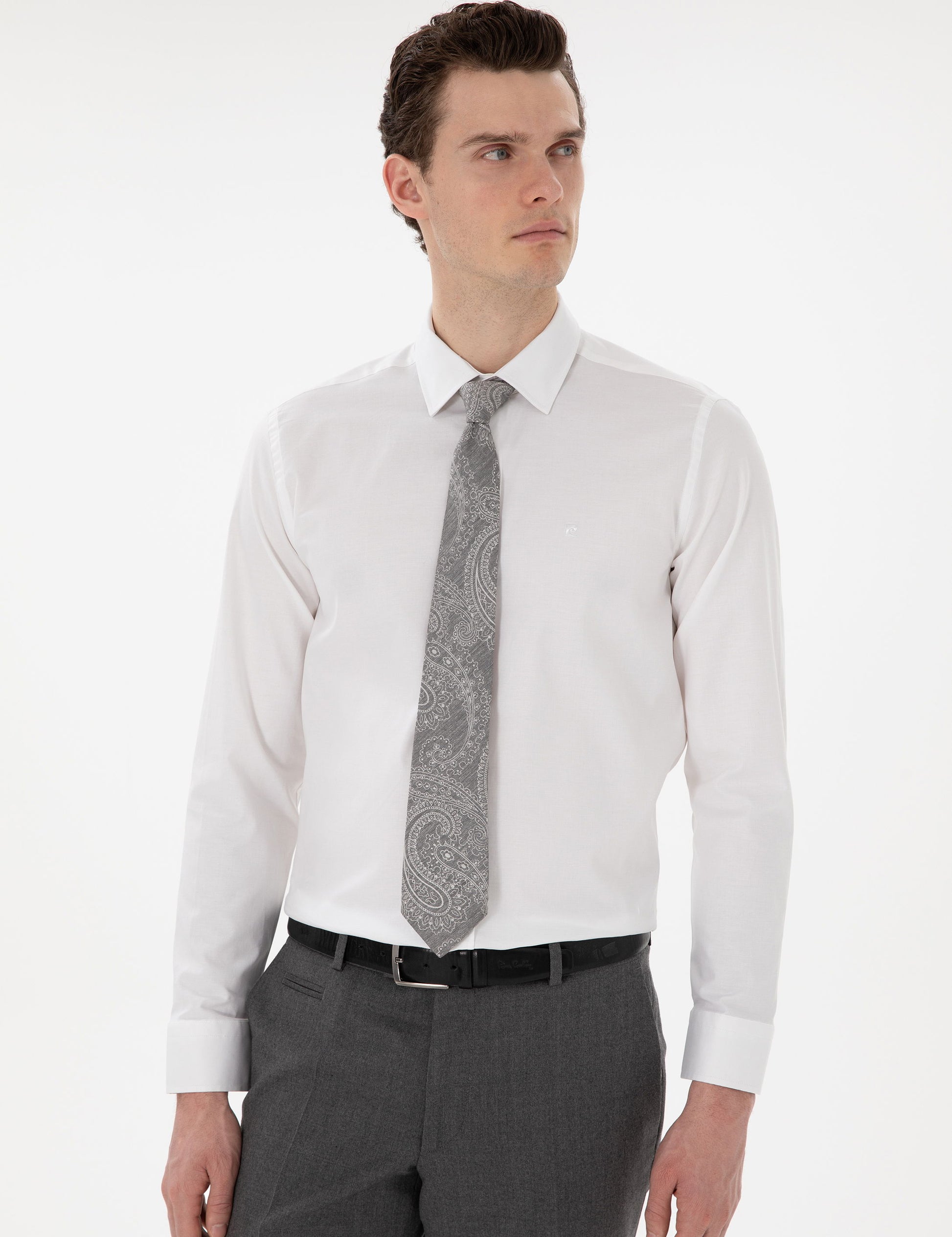 White Slim Fit Long Sleeve Basic Shirt