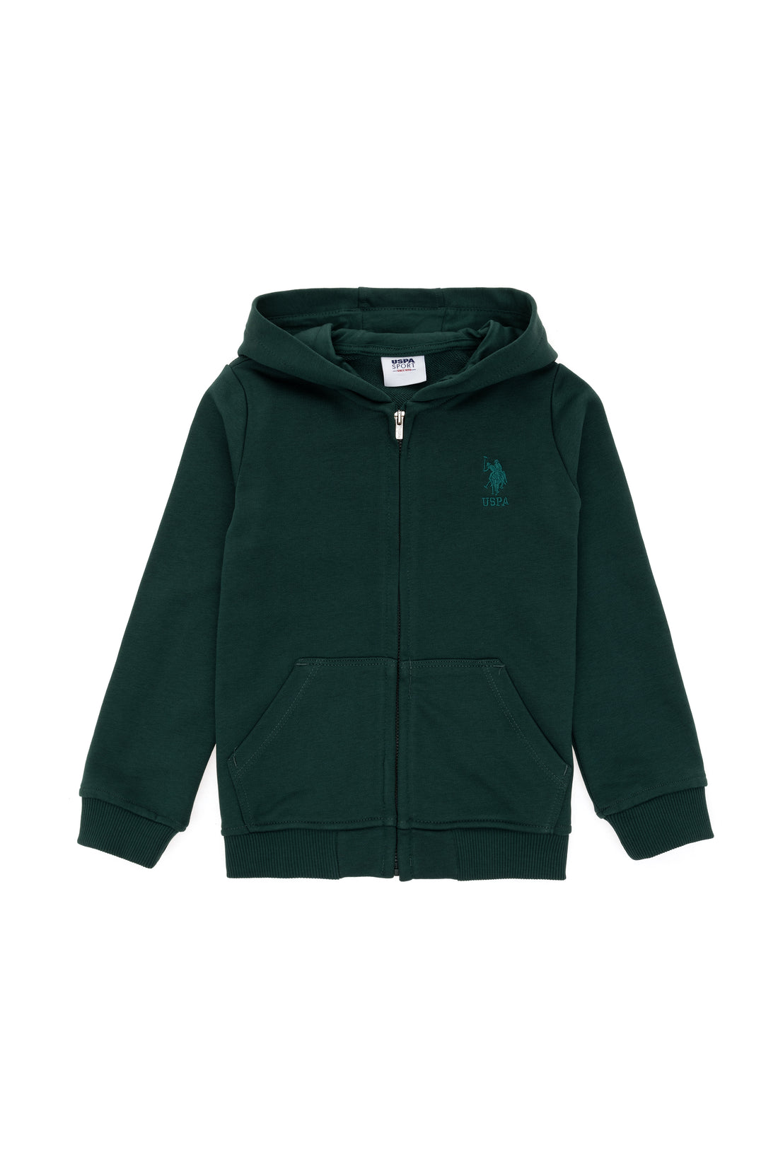 Boy's Dark Green Basic Hooded Sweatshirt