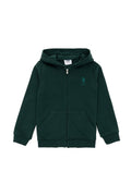 Boy's Dark Green Basic Hooded Sweatshirt