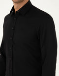 Black Slim Fit Chunky Long Sleeve Shirt