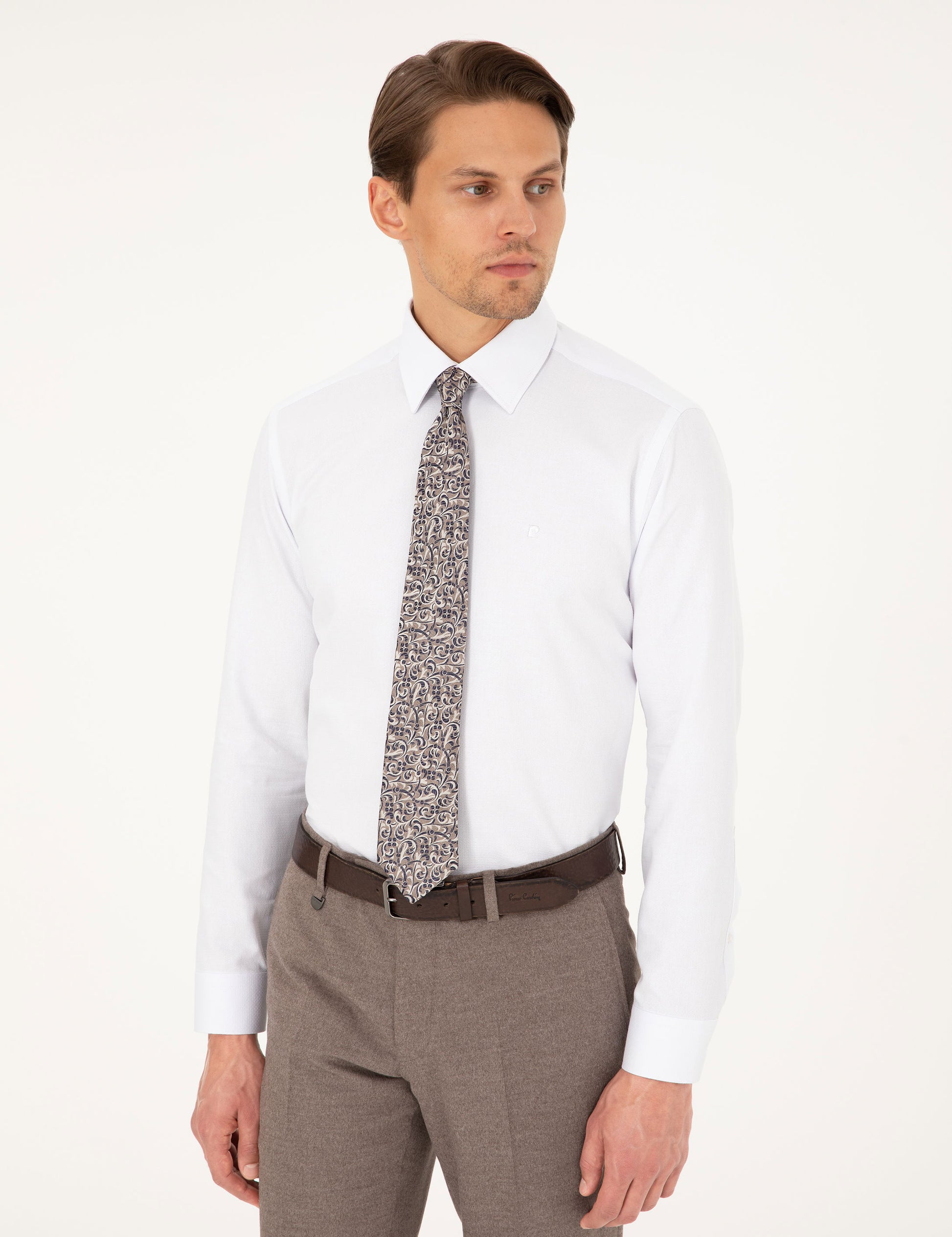 White Regular Fit Long Sleeve Shirt