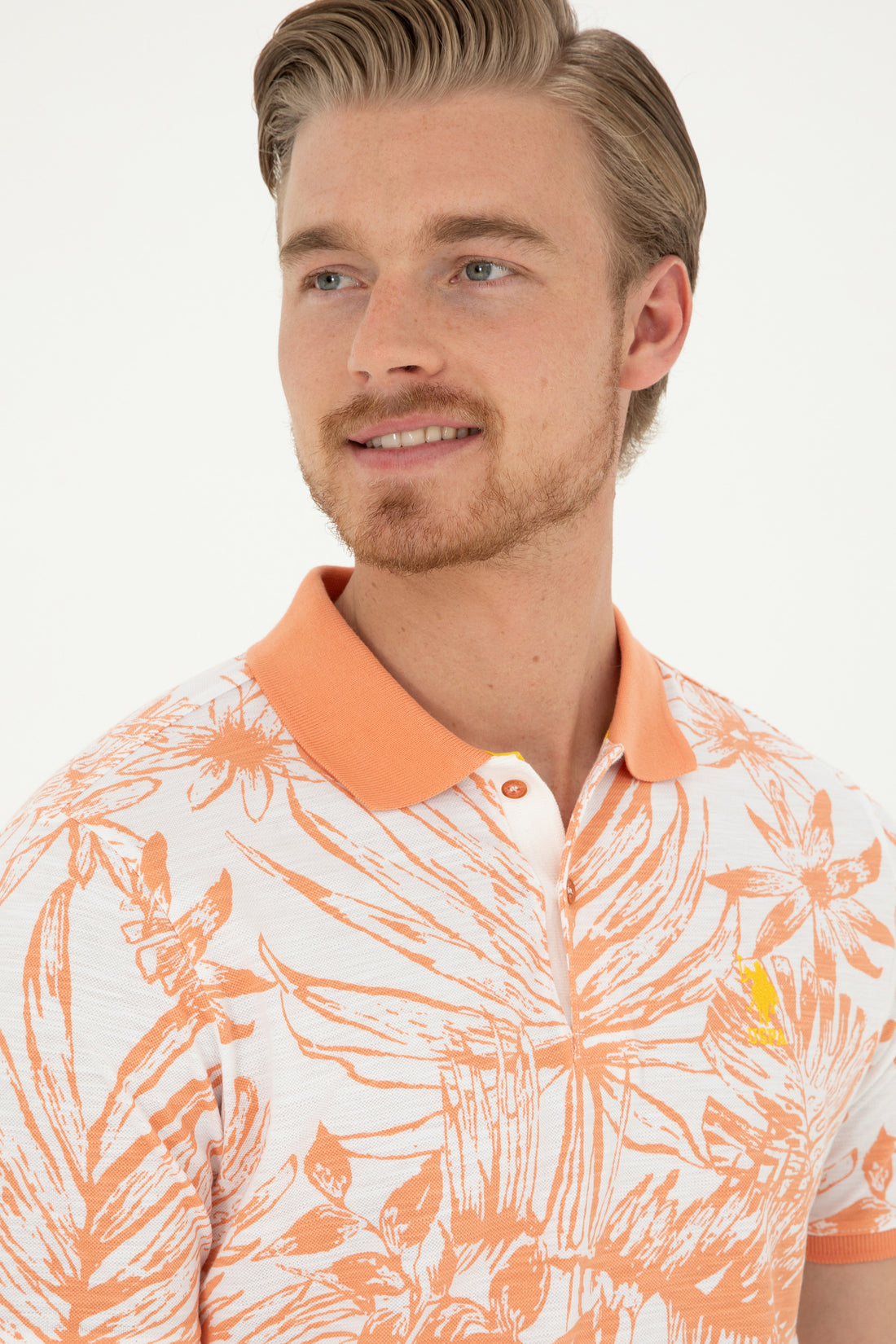 Men's Regular Fit Polo Neck Salmon T-Shirt