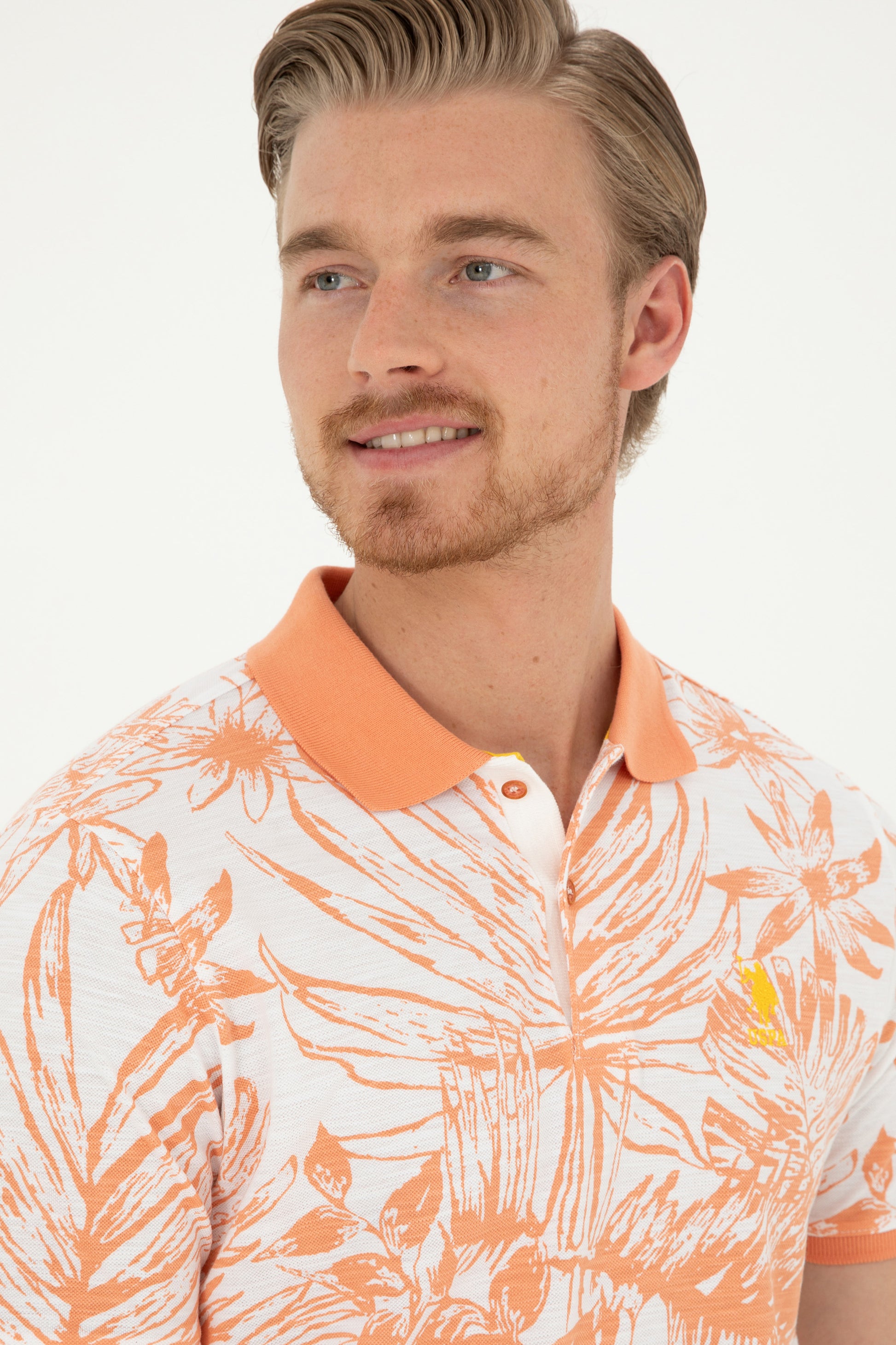 Men's Regular Fit Polo Neck Salmon T-Shirt