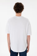 Men's Long Fit Crew Neck White Basic T-Shirt