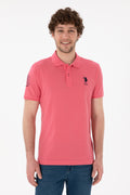 Men's Slim Fit Polo Neck Pink Basic T-Shirt