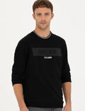 Black Regular Fit Crew Neck Sweatshirt