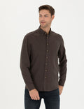 Brown Slim Fit Long Sleeve Shirt