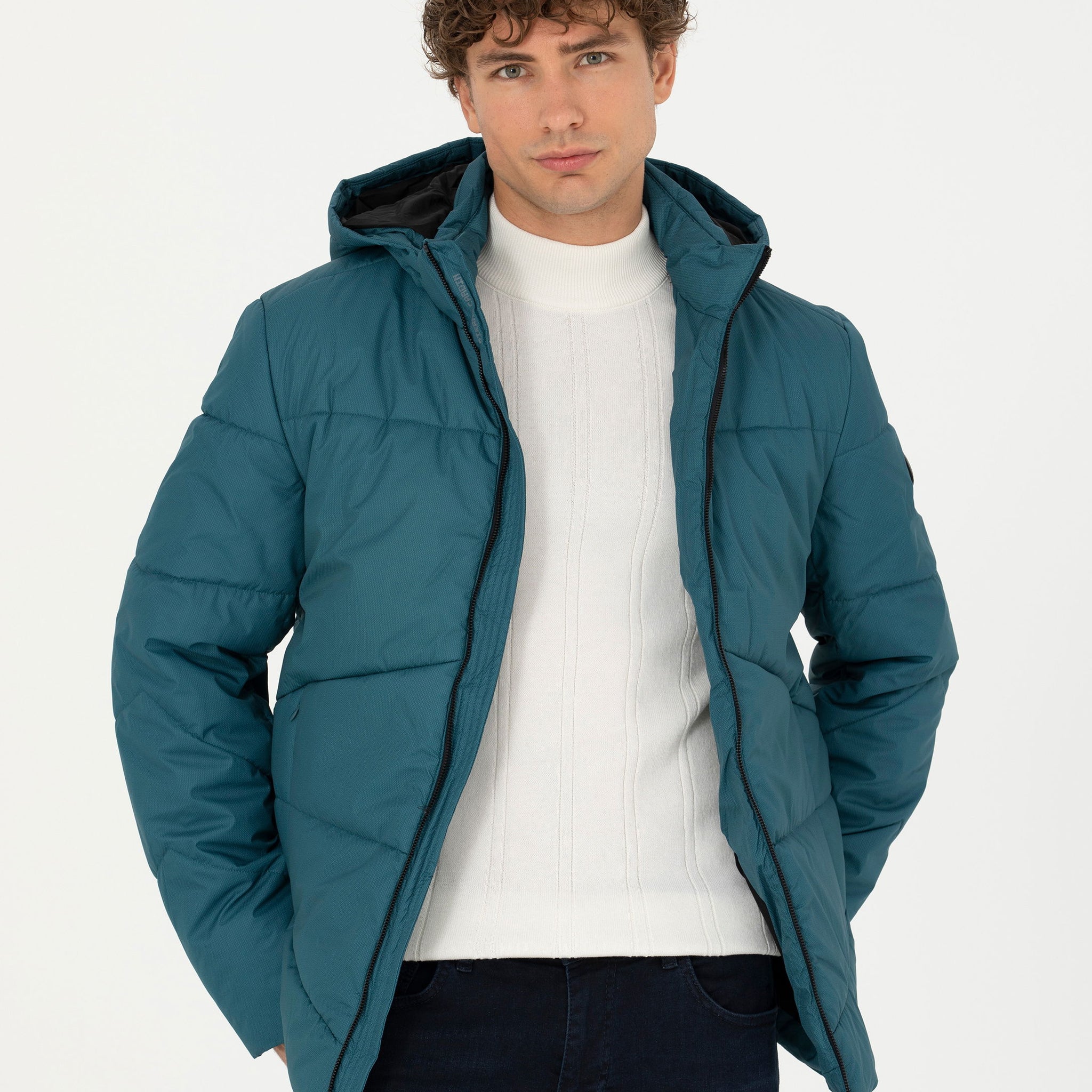 Oil Hooded Inflatable Sport Coat