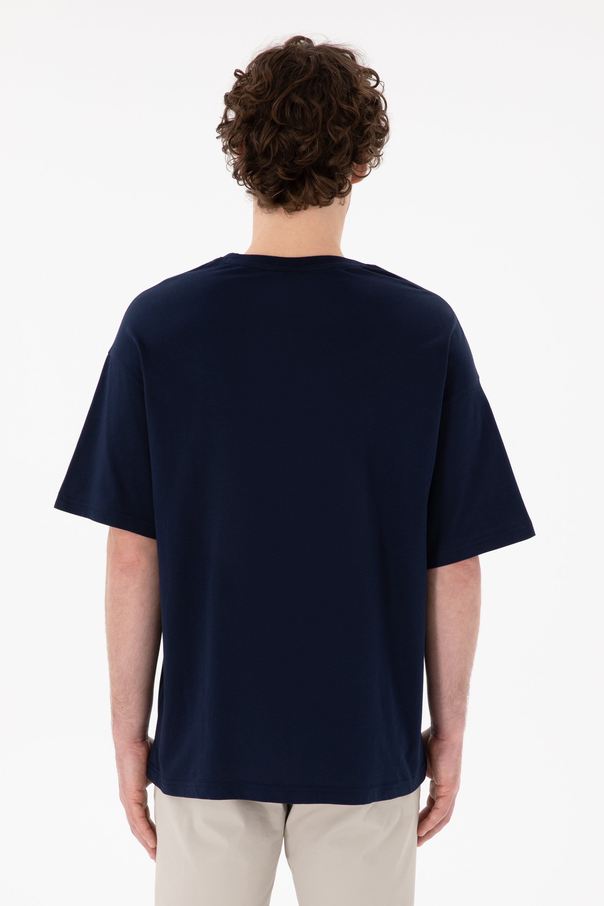 Men's Oversize Fit Crew Neck Navy T-Shirt