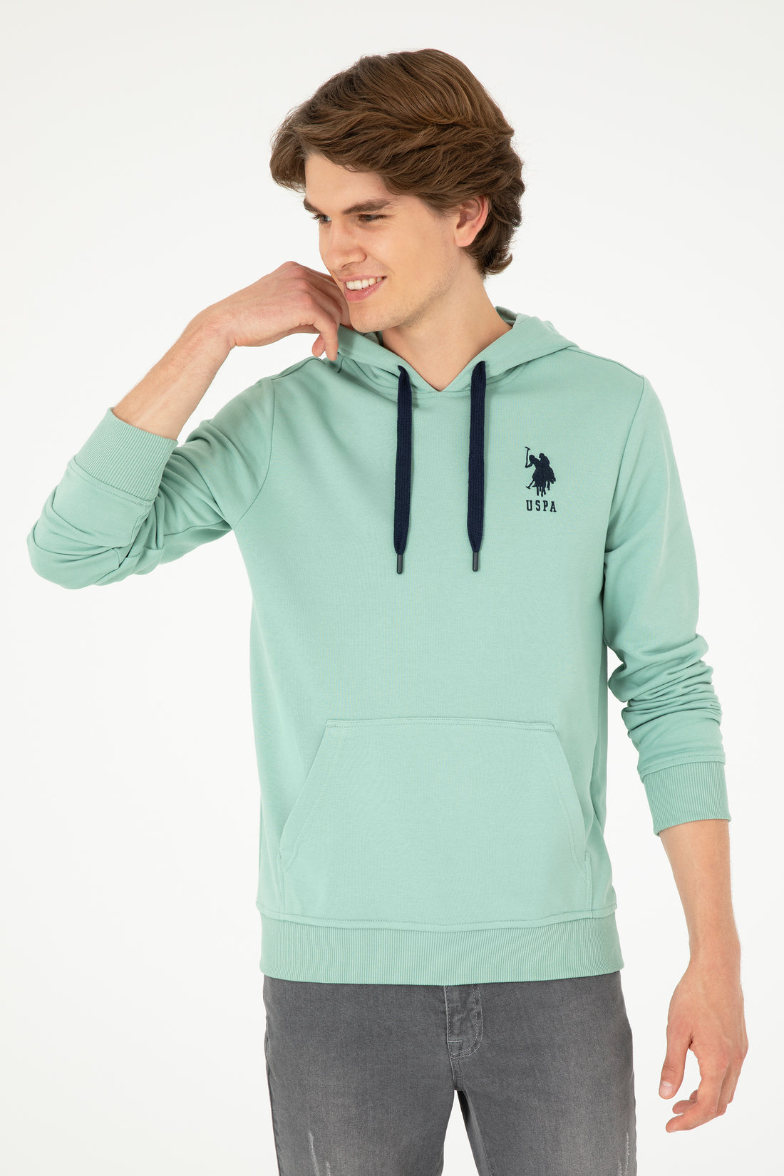 Men's Water Green Basic Sweatshirt