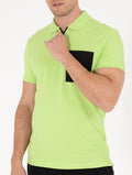 Green Slim Fit Zipper Polo Neck T-Shirt