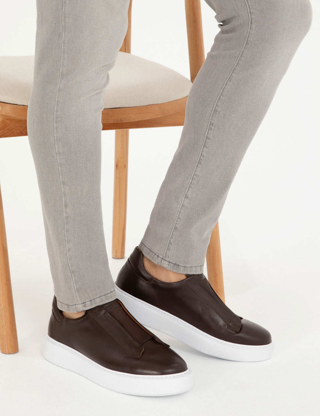 Brown 100% Leather Casual Shoes