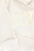 Girls' Cream Hooded Basic Sweatshirt