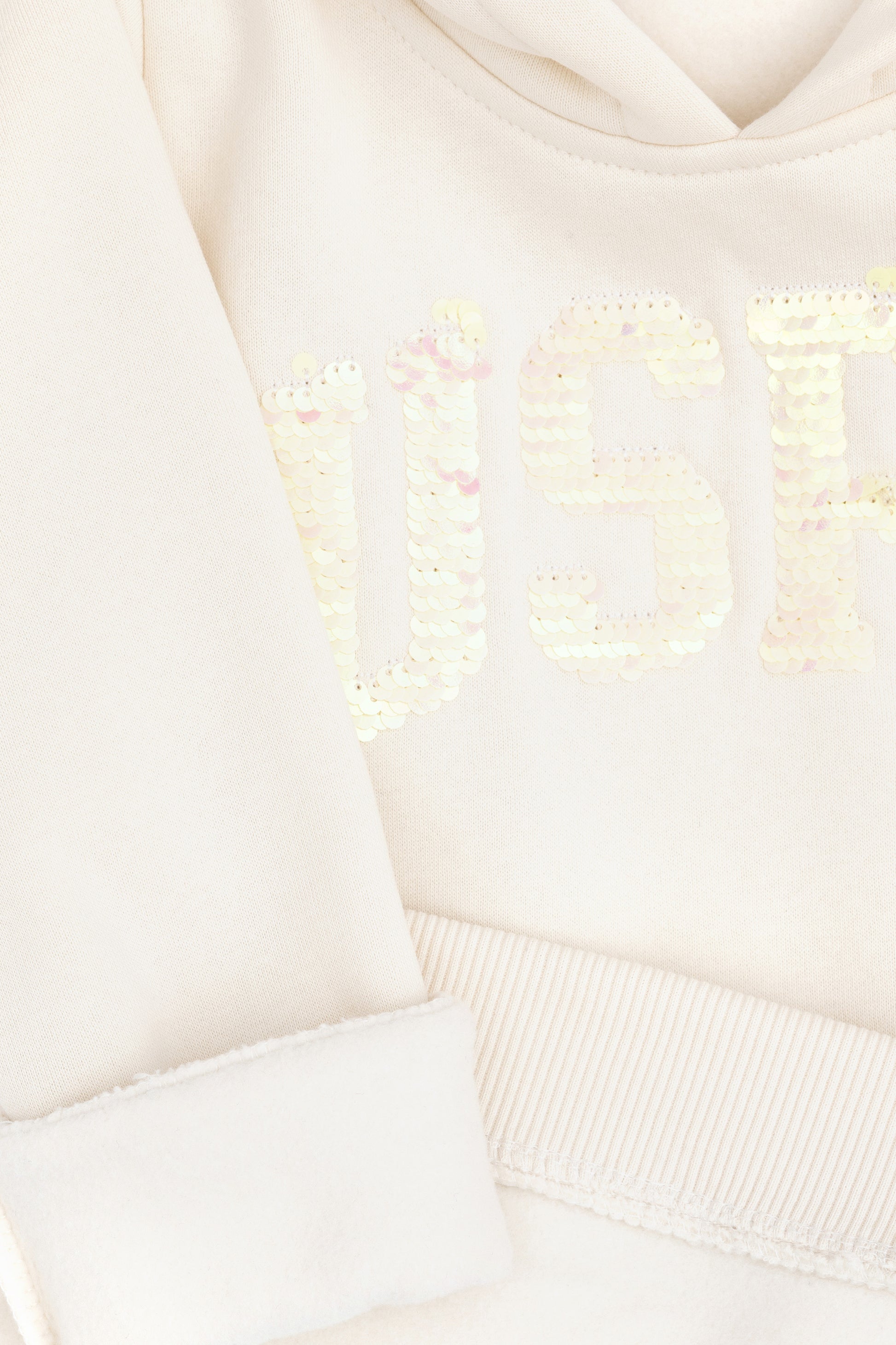 Girls' Cream Hooded Basic Sweatshirt