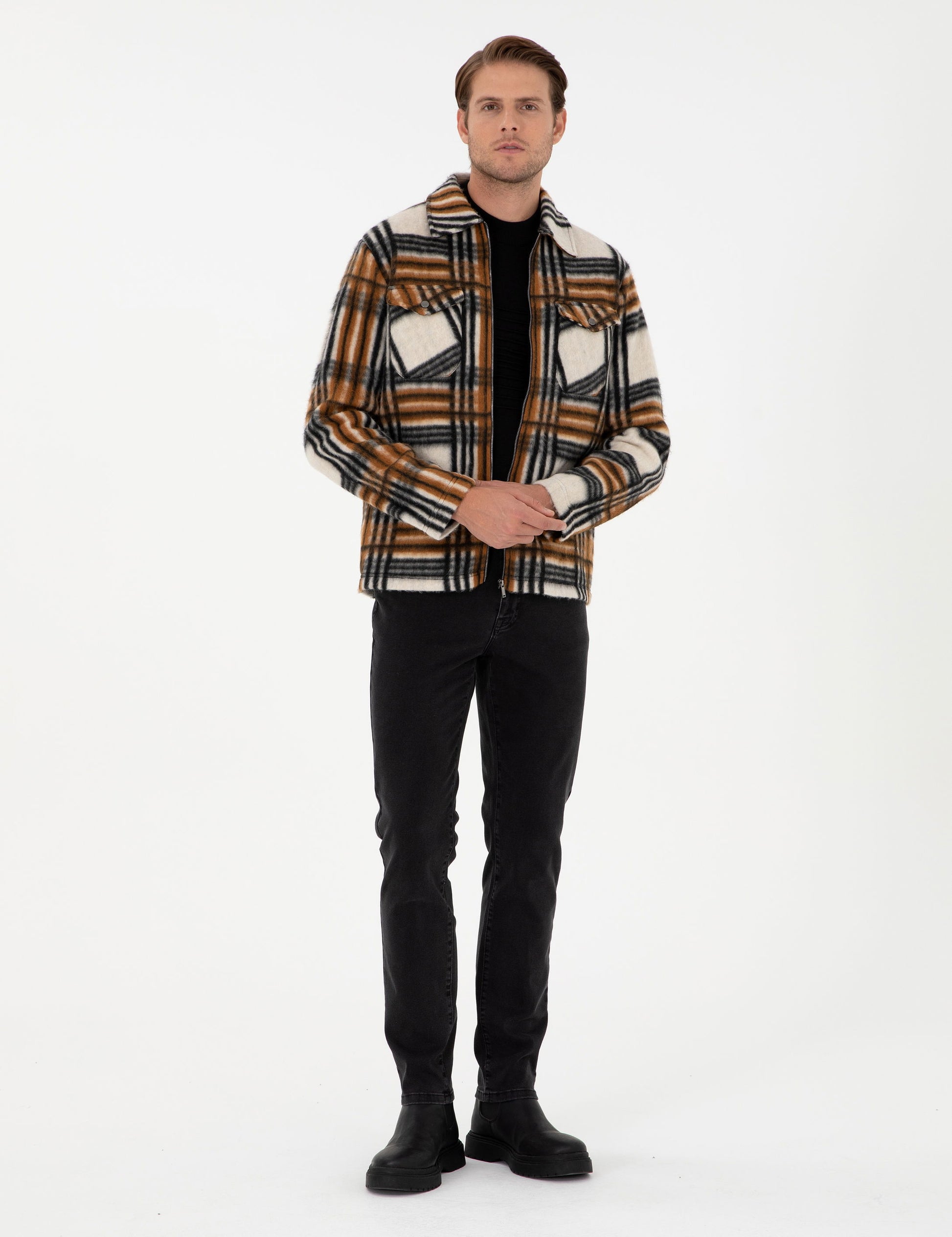 Brown Regular Fit Knitted Shirt