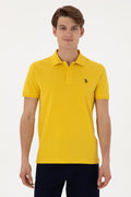 Men's Slim Fit Polo Neck Yellow Basic T-Shirt