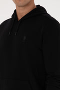 Erkek Regular Fit Kapişonlu Siyah Basic Sweatshirt