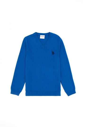 Boys' Cobalt Basic V Neck Sweater