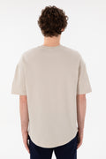 Men's Long Fit Crew Neck Stone Basic T-Shirt
