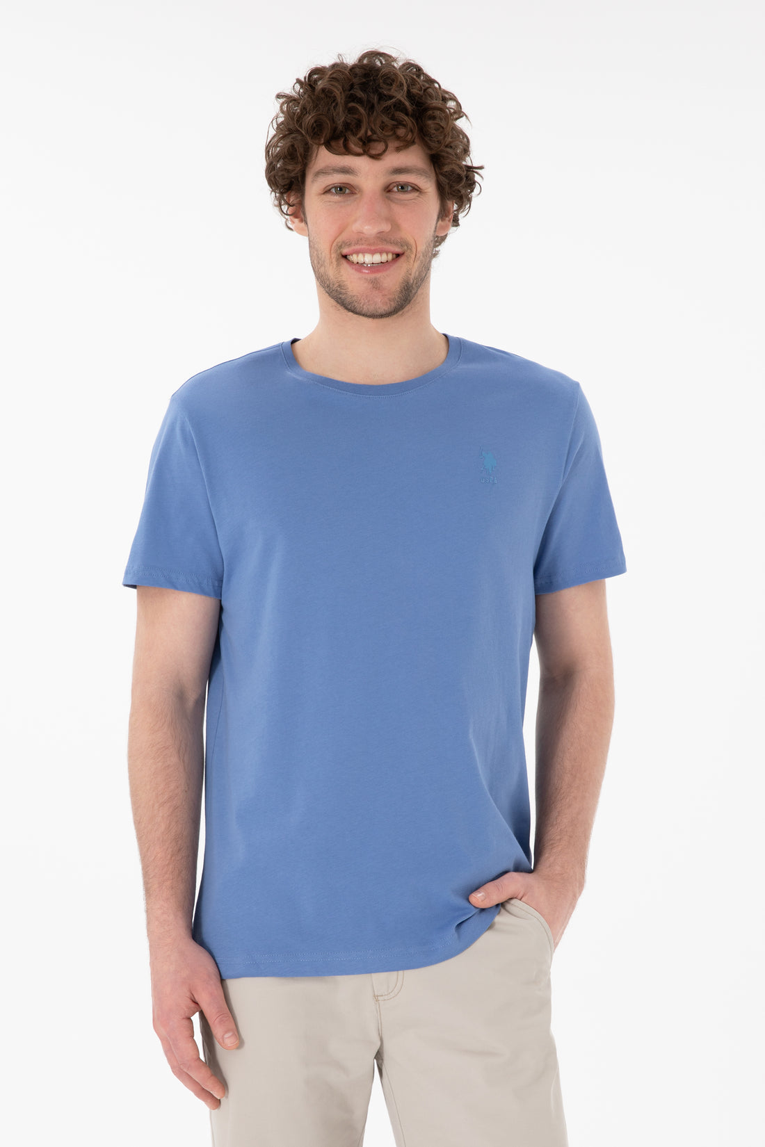 Men's Regular Fit Crew Neck Dark Blue Basic T-Shirt