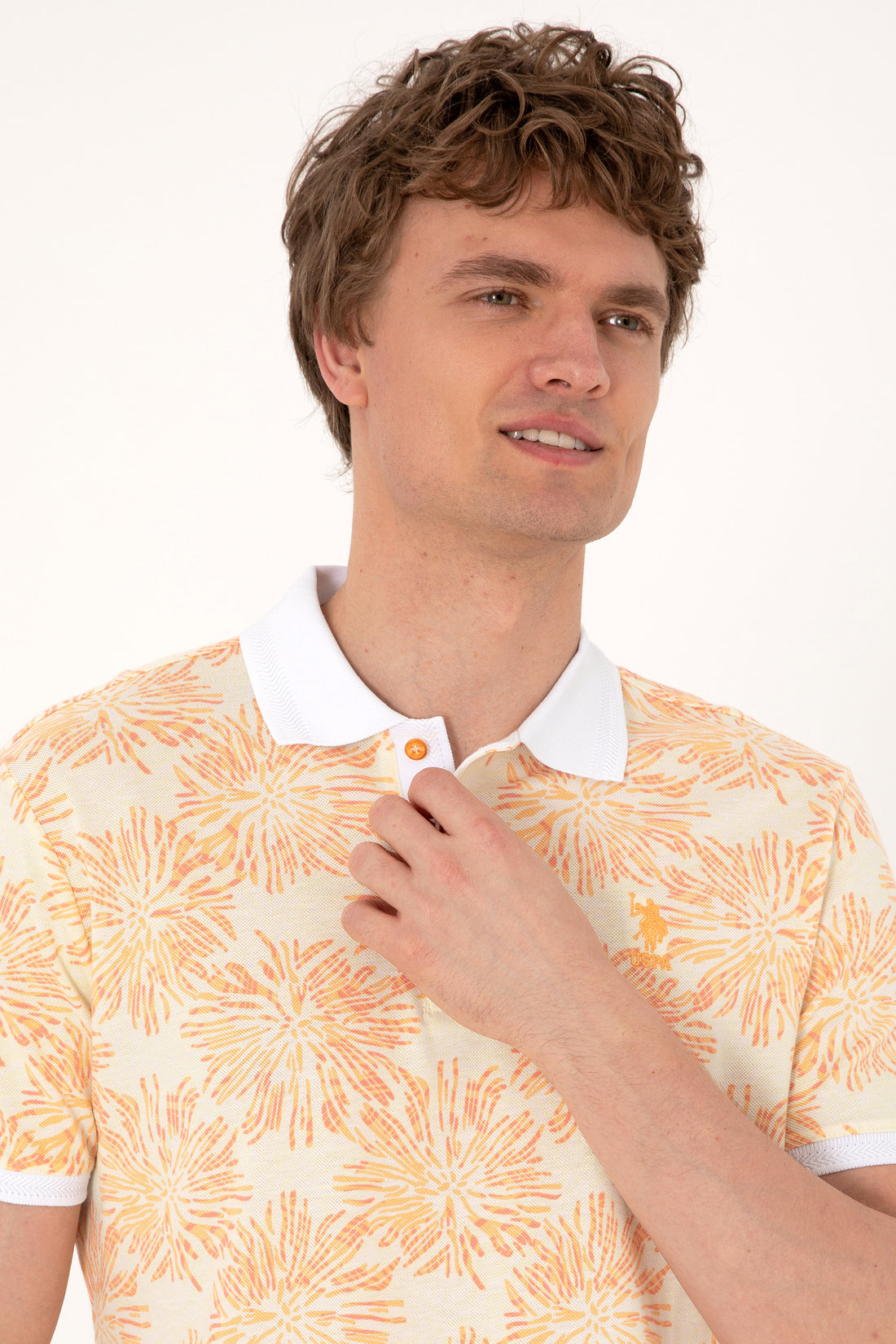 Men's Regular Fit Polo Neck Orange T-Shirt