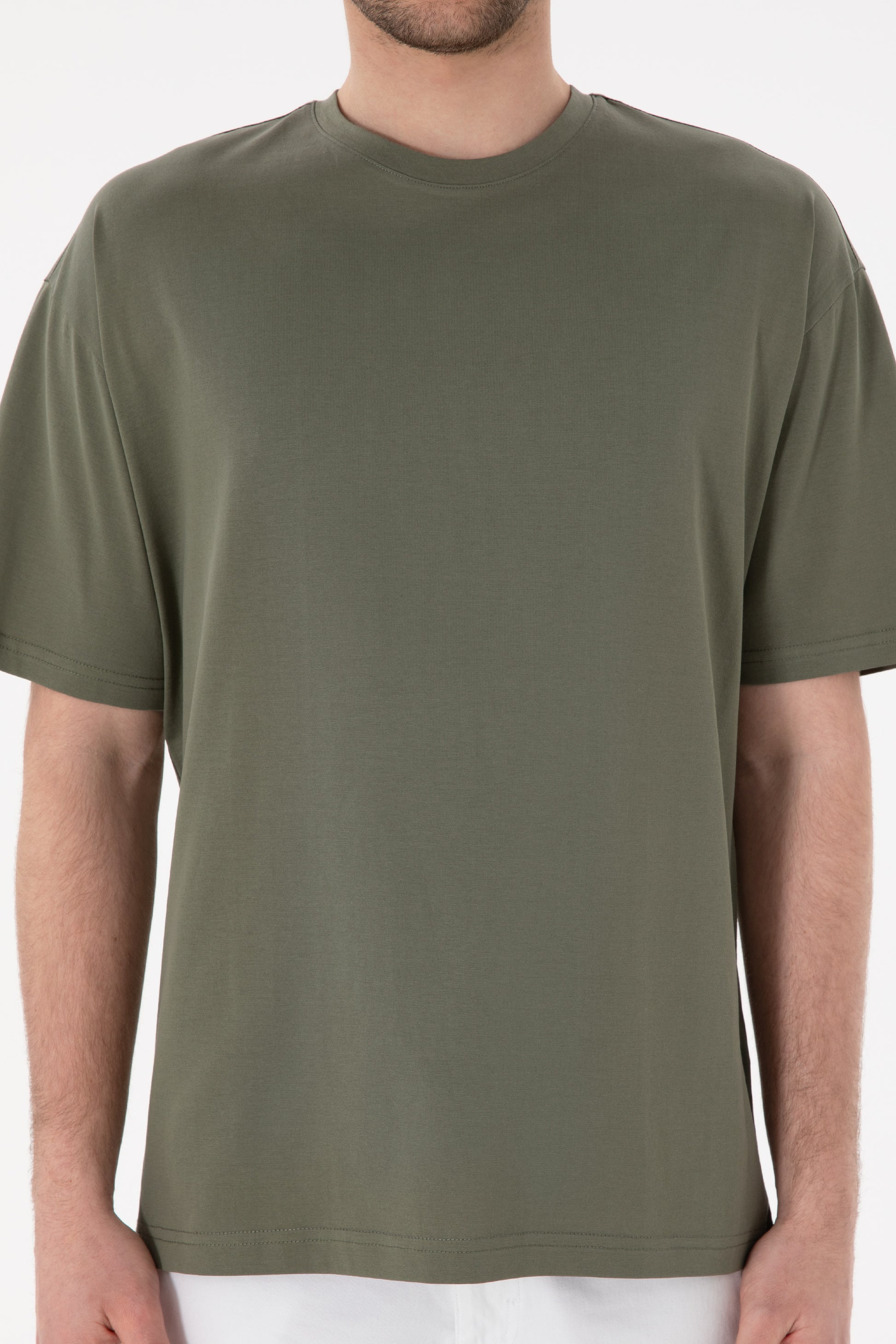 Men's Comfort Fit Crew Neck Mink Mercerized Basic T-Shirt
