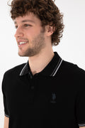 Men's Regular Fit Polo Neck Black Basic T-Shirt