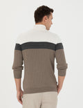 Mink Melange Slim Fit Turtleneck Sweater