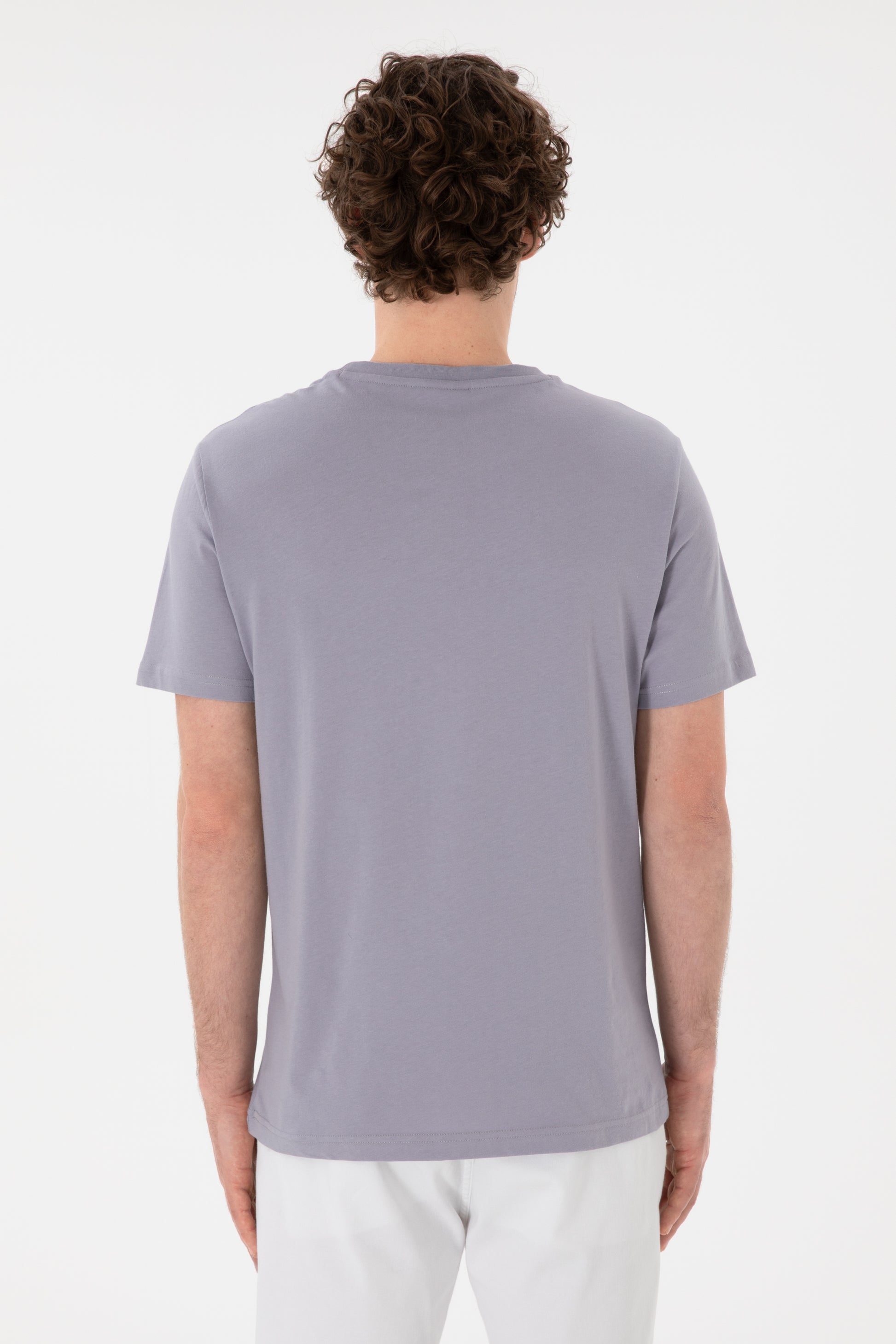 Men's Regular Fit Crew Neck Grey Basic T-Shirt