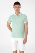 Men's Slim Fit Polo Neck Water Green Wash Basic T-Shirt