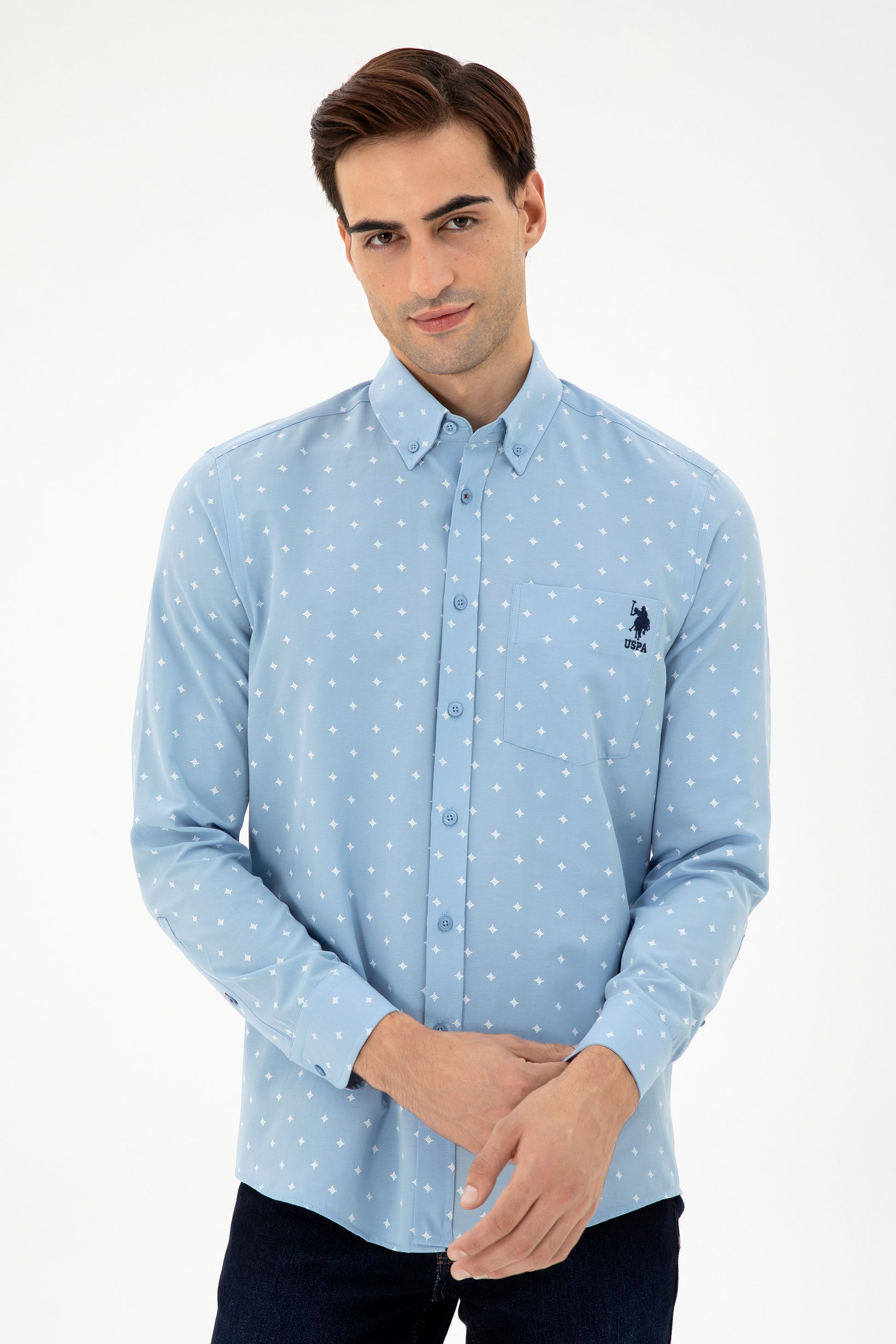 Men's Light Blue Long Sleeve Shirt