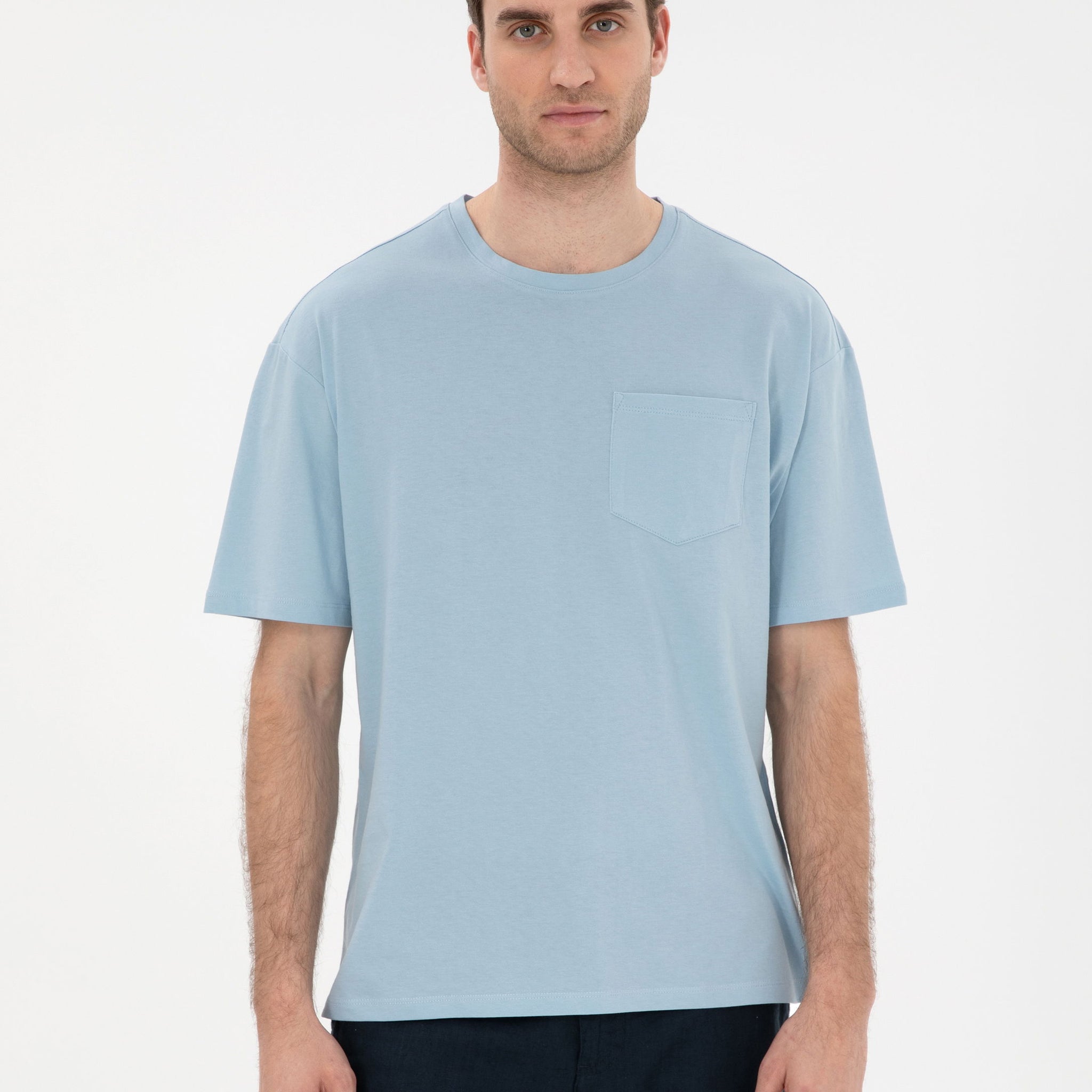 Light Blue Comfort Fit Basic T-Shirt