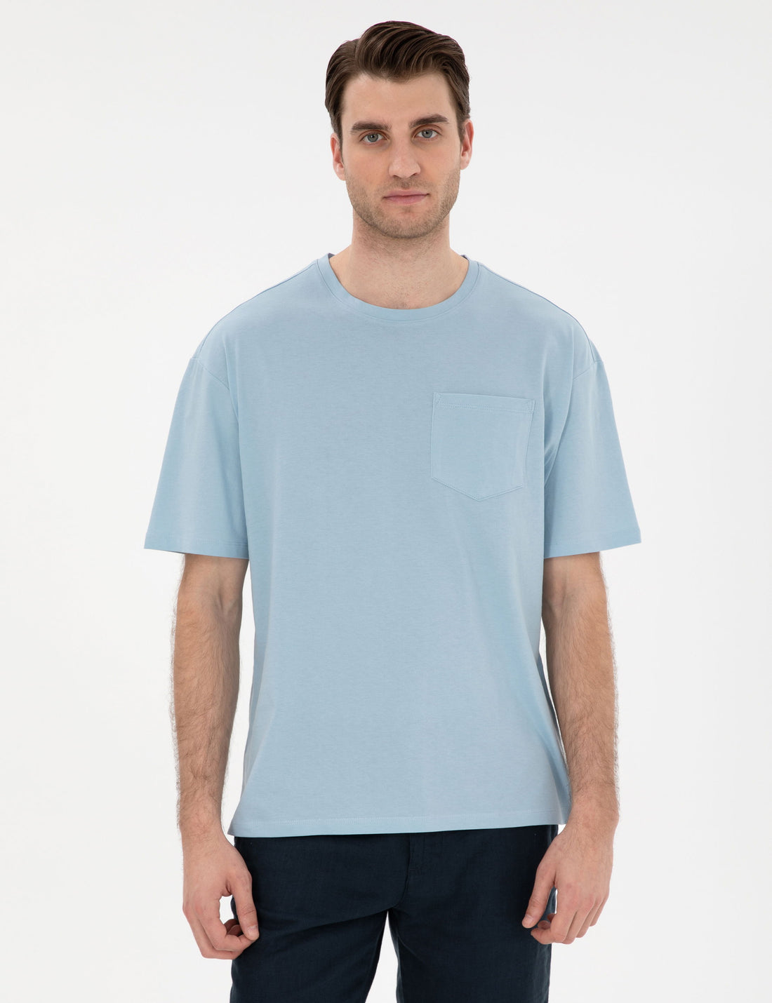 Light Blue Comfort Fit Basic T-Shirt
