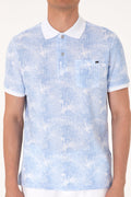 Men's Regular Fit Polo Neck Light Blue T-Shirt