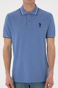 Men's Regular Fit Polo Neck Dark Blue Basic T-Shirt