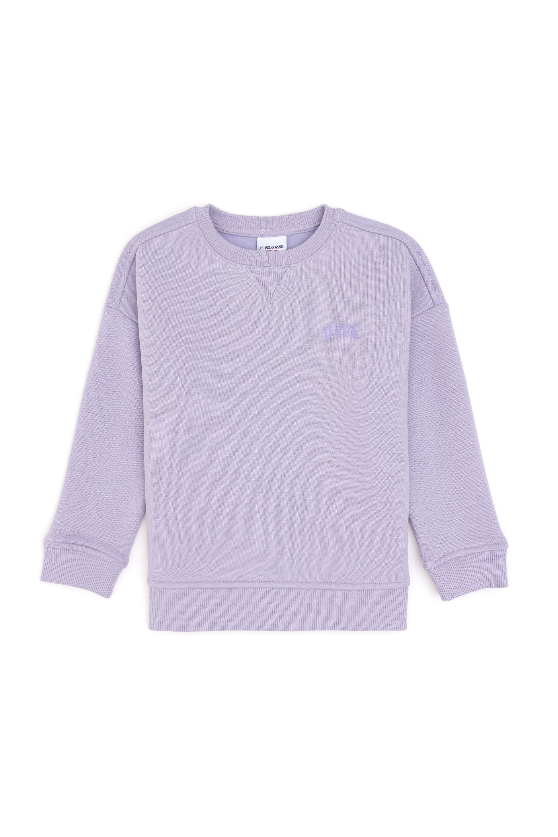 Girls' Lilac Basic Chiffon Crew Neck Sweatshirt