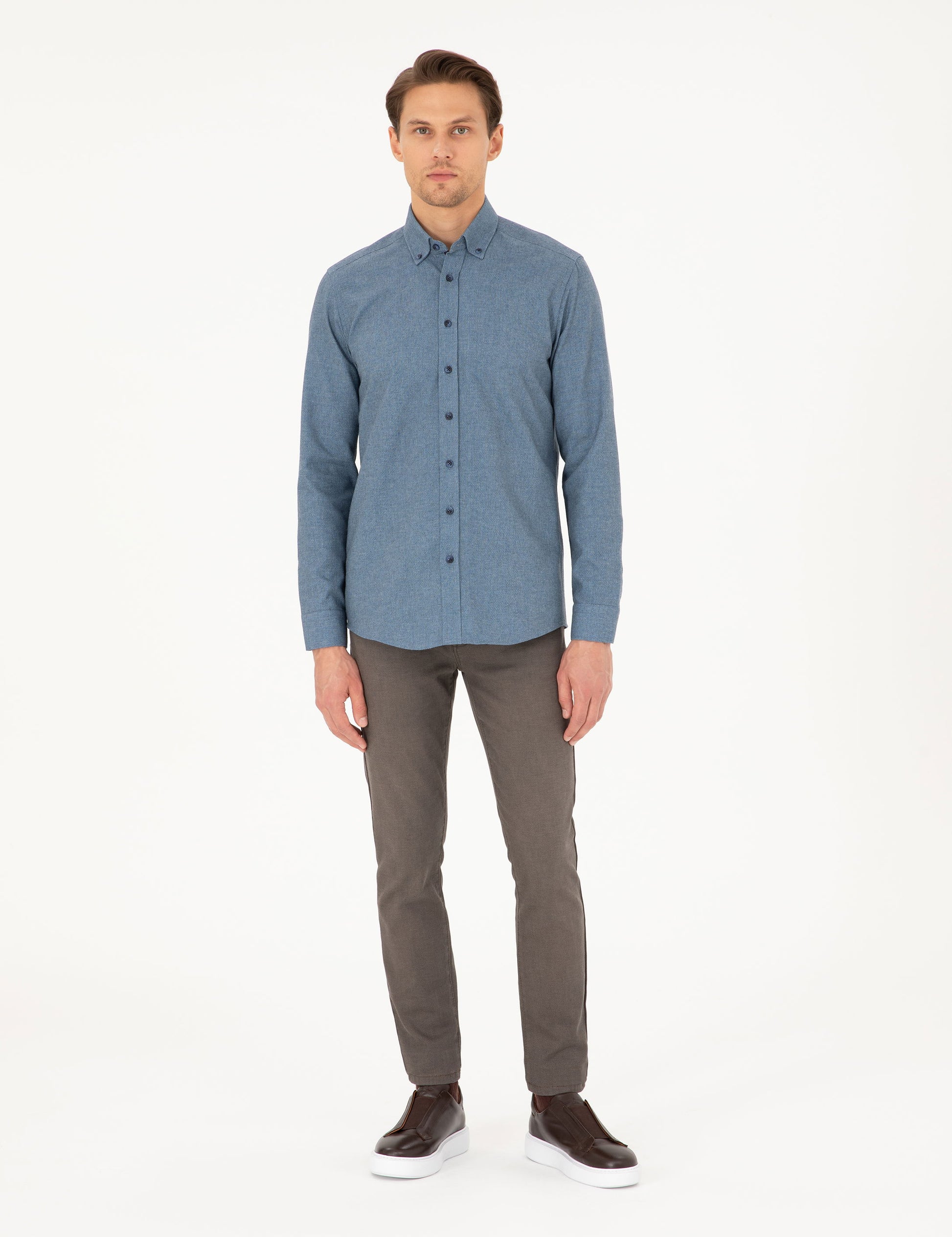 Blue Slim Fit Long Sleeve Shirt