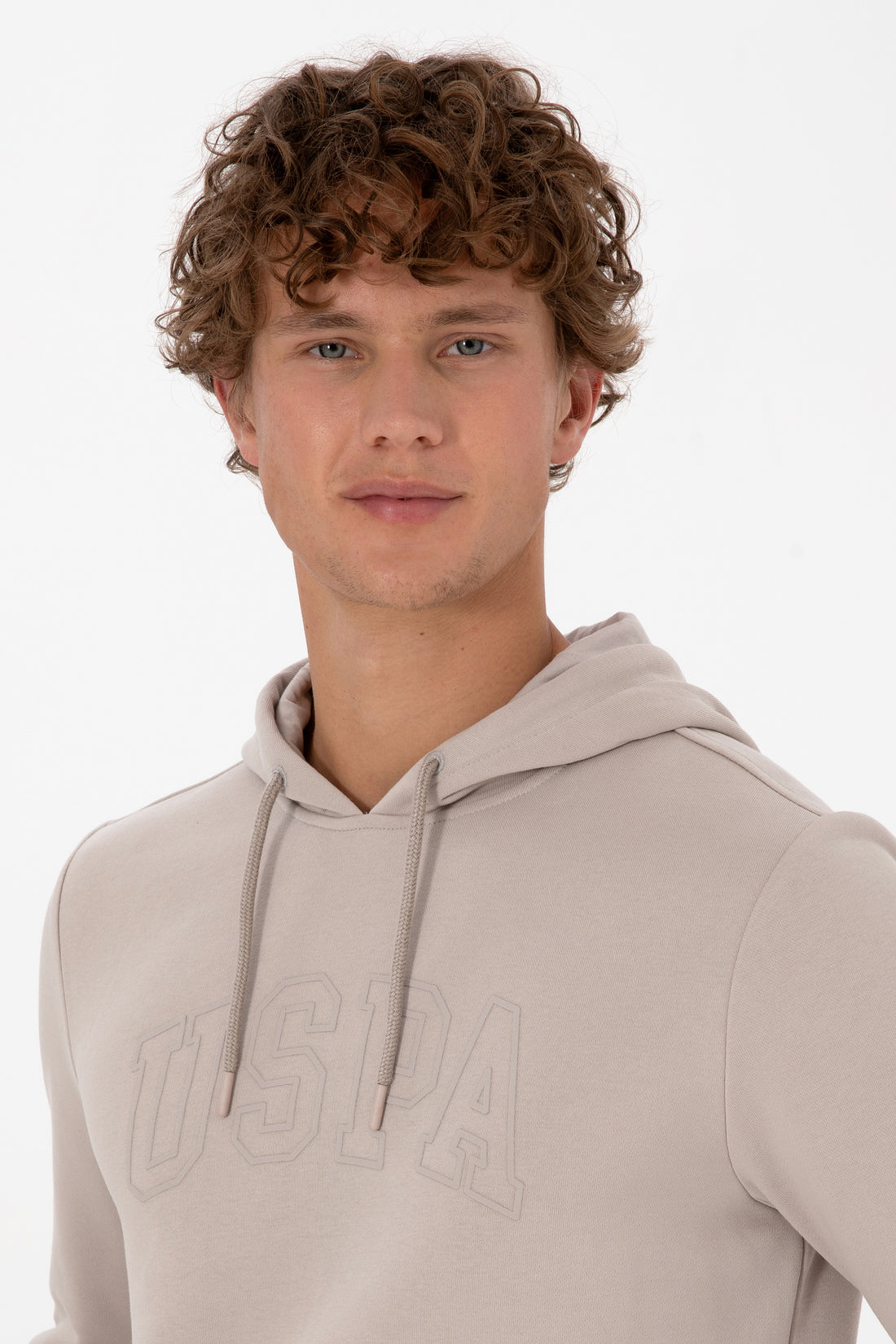 Erkek Regular Fit Kapüşonlu Taş Basic Sweatshirt